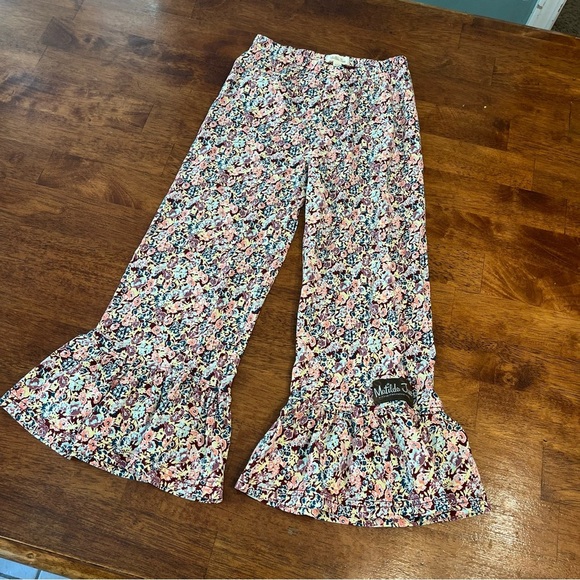 Matilda Jane Multicolor Floral Big Ruffle Pants maroon blue green size 6 - Picture 1 of 4